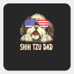 Pegatina Cuadrada Shih Tzu   Shih Tzu Dad Gift