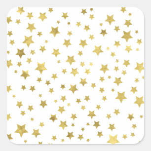 Pegatina Cuadrada Shimmery Goldstars Patrón de estrella dorada