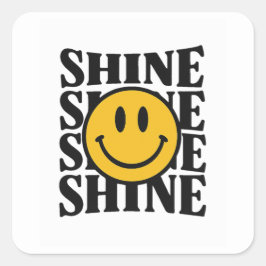 Pegatina Cuadrada SHINE Retro Smiley Face Bold Typography Sticker
