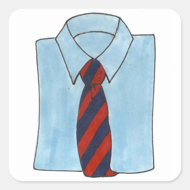 Pegatina Cuadrada Shirt and Tie Menswear Estilo de moda masculino (Anverso)