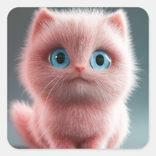 Pegatina Cuadrada Shmu - El gatito rosa