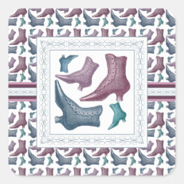 Pegatina Cuadrada Shoes Store, Shoes Lover Vintage Victorian Boots