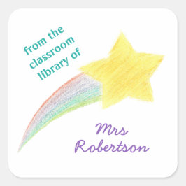 Pegatina Cuadrada Shooting star personalized teacher bookplate
