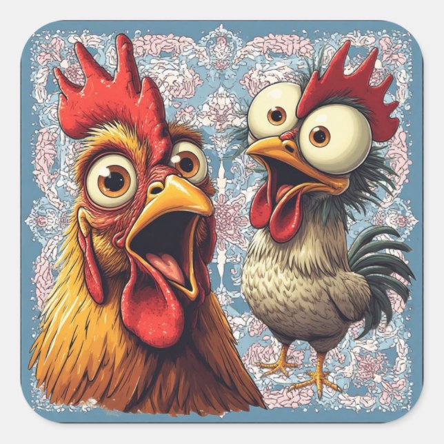 Pegatina Cuadrada “Show Glam” Cheesy Chickens Sticker (Anverso)
