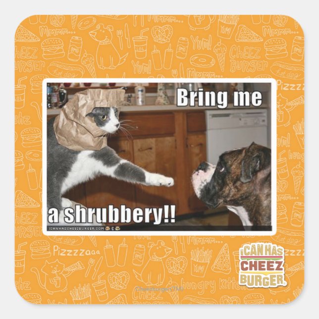 Pegatina Cuadrada Shrubbery (Anverso)