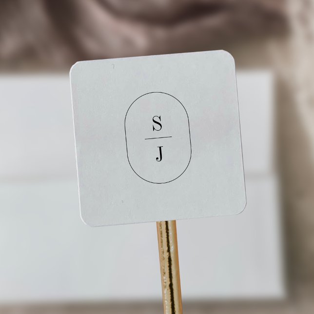 Pegatina Cuadrada SHYLAH Elegant Monograma simple Boda neutro (SHYLAH Elegant Simple Neutral Wedding Monogram Square Sticker)