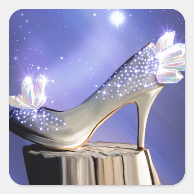 Pegatina Cuadrada Si El Zapato Se Ajusta (Anverso)