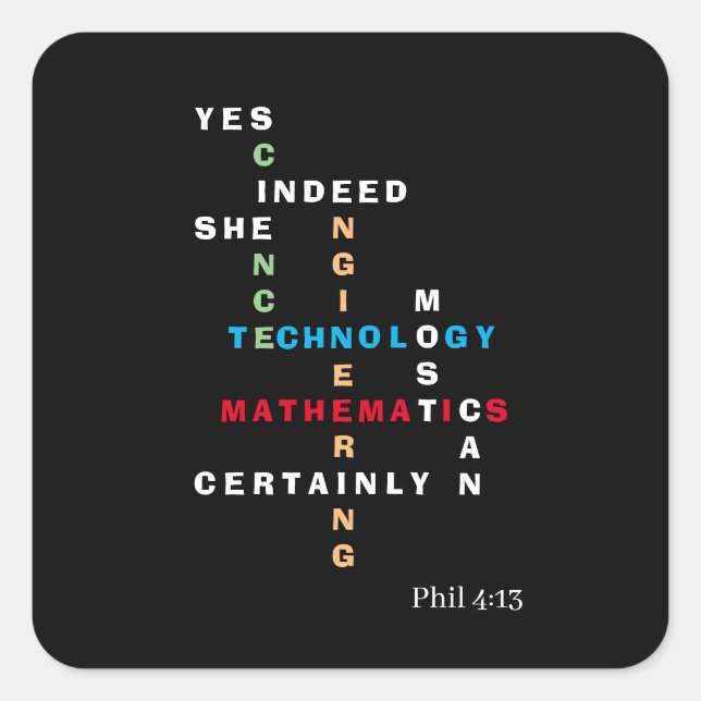 Pegatina Cuadrada SÍ, ELLA PUEDE HACER MADERA Motivacional (Anverso)