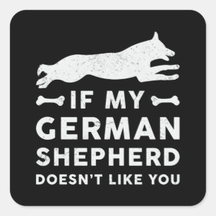 Pegatina Cuadrada Si mi perro pastor alemán amante Mascota Vintage F