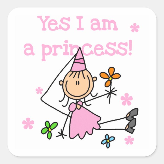 Pegatina Cuadrada Sí, soy una princesa (Anverso)