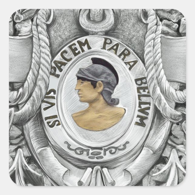 PEGATINA CUADRADA SI VIS PACEM PARA BELLUM (Anverso)