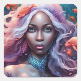 Pegatina Cuadrada Sia Mia - Colección de arte de la serie Mermaid