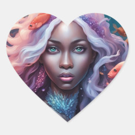 Pegatina Cuadrada Sia Mia - Colección de arte de la serie Mermaid