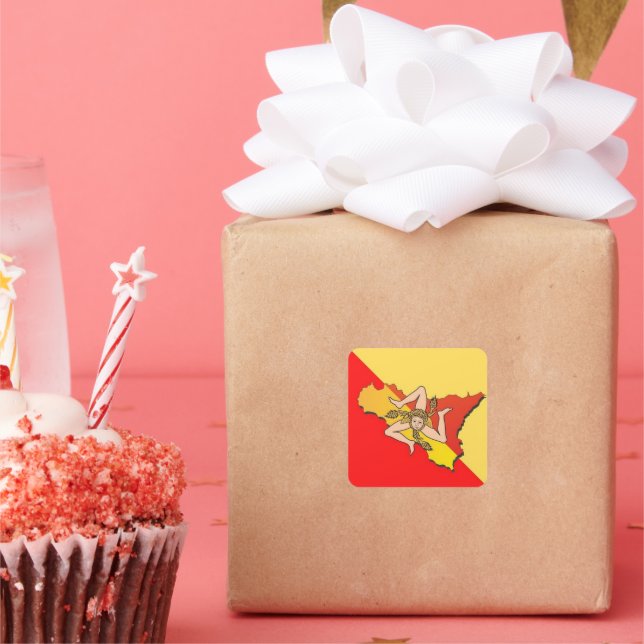 Pegatina Cuadrada Sicilia 🇮 🇹 ☀️ (Fiesta)