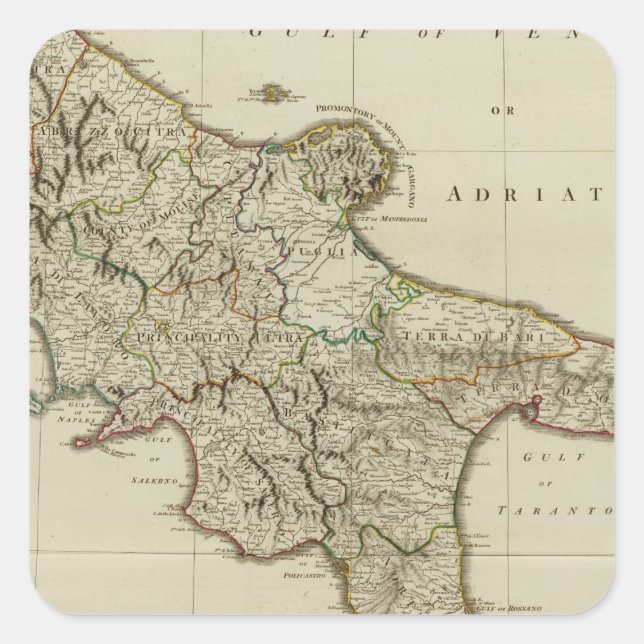 Pegatina Cuadrada Sicilia, Reino de Nápoles (Anverso)