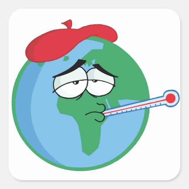 Pegatina Cuadrada Sick Planet (Anverso)