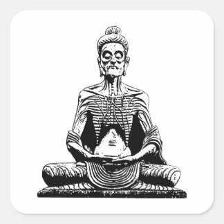 Pegatina Cuadrada Siddhartha Fundición de Buda Meditando