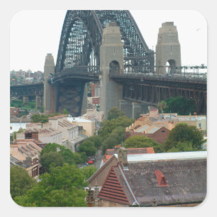 Pegatina Cuadrada Sídney, Australia. Puente de la Bahía.