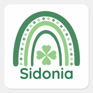 Pegatina Cuadrada Sidonia Name Clover Boho Rainbow