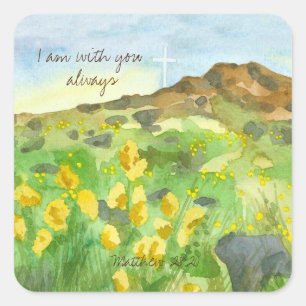 Pegatina Cuadrada Siempre Estoy Con Ti Scripting Matthew Wildflowers