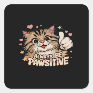 Pegatina Cuadrada Siempre ser apasionante - Diseño de gatos de minia