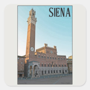 Pegatina Cuadrada Siena - Palazzo Pubblico Mañana