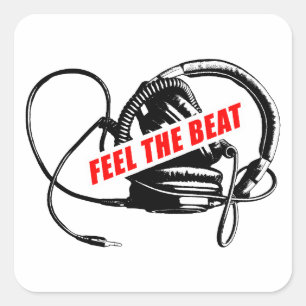 Pegatina Cuadrada Siente la música: Concepto de impresión gráfica