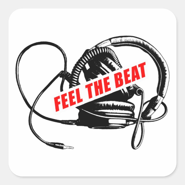 Pegatina Cuadrada Siente la música: Concepto de impresión gráfica (Anverso)