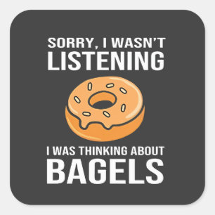 Pegatina Cuadrada Siento haber pensado en Bagels Jewish Hanukkah