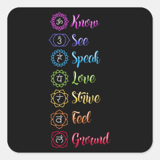 Pegatina Cuadrada Siete Chakra Om Yoga