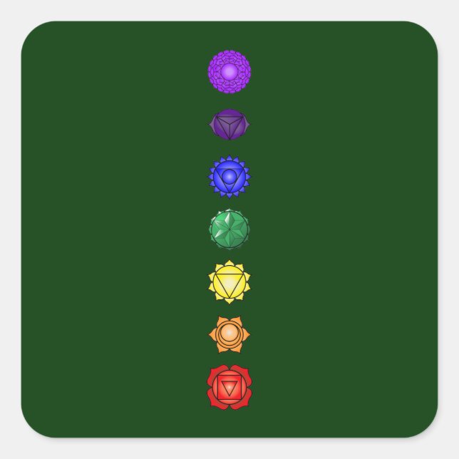 Pegatina Cuadrada Siete chakras verticales (Anverso)
