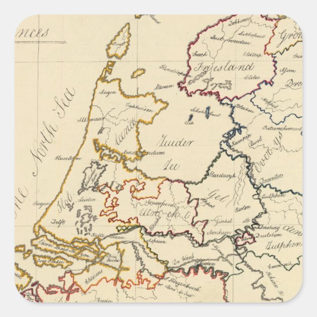 Pegatina Cuadrada Siete provincias unidas 2 (Anverso)