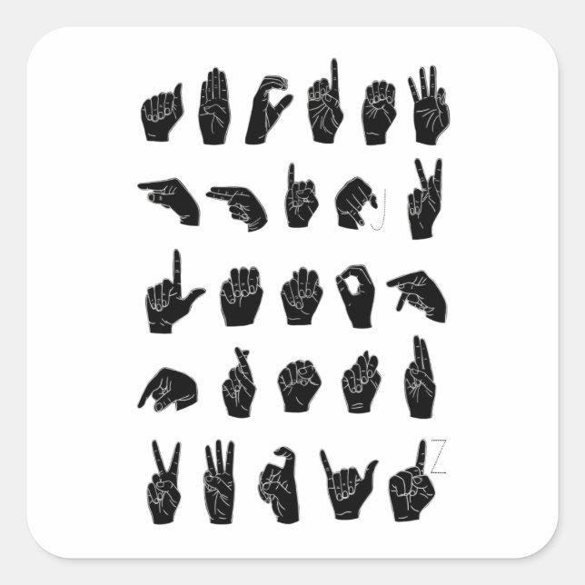 Pegatina Cuadrada Sign Language I (Anverso)