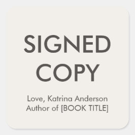 Pegatina Cuadrada Signed Copy Book Author Authograph Indie