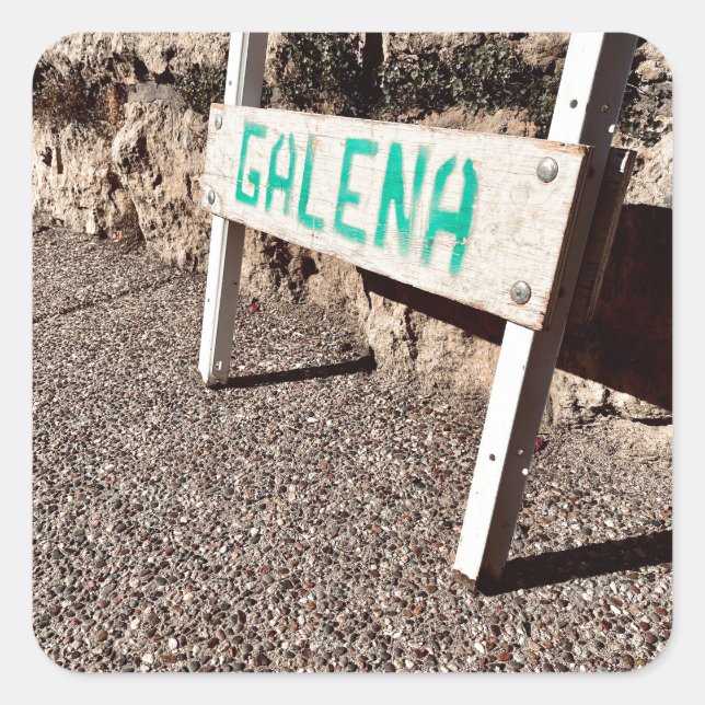 Pegatina Cuadrada signo de acera de galena (Anverso)