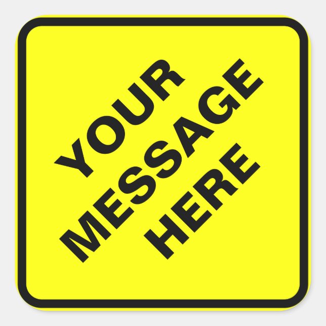 Pegatina Cuadrada Signo de advertencia amarillo (Anverso)