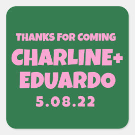 Pegatina Cuadrada Signo de bienvenida de Boda retro de escritura a m