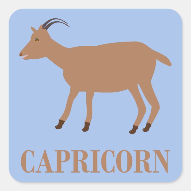Pegatina Cuadrada Signo de Capricornio Cabra (Anverso)