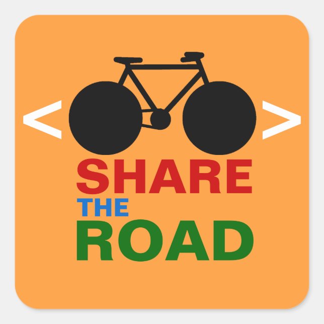 Pegatina Cuadrada signo de ciclismo de respeto (Anverso)