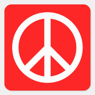 Pegatina Cuadrada Signo de Paz Blanco