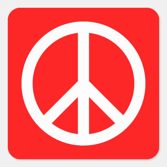Pegatina Cuadrada Signo de Paz Blanco (Anverso)