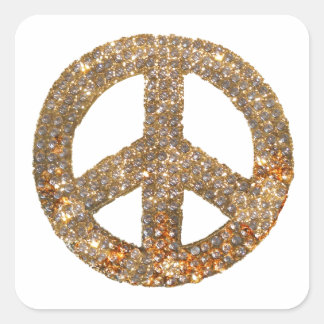 Pegatina Cuadrada Signo de paz de diamantes