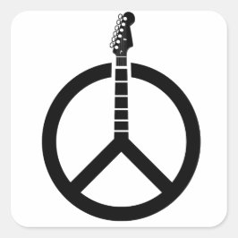 Pegatina Cuadrada Signo de paz de guitarra