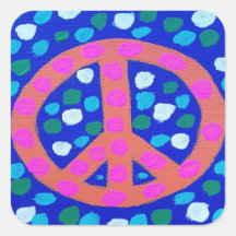 Signo de paz naranja en azul