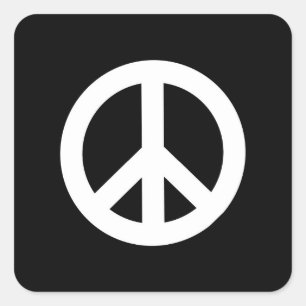 Pegatina Cuadrada Signo de paz retro