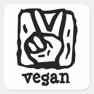 Pegatina Cuadrada Signo de paz V para el vegan
