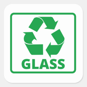 Pegatina Cuadrada Signo de vidrio reciclado clásico
