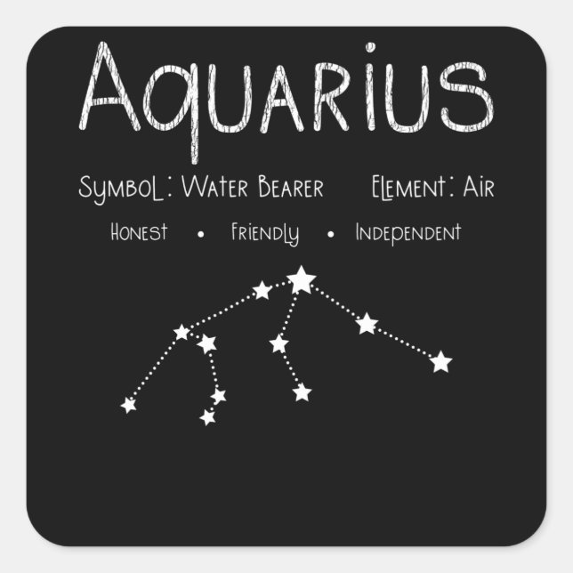 Pegatina Cuadrada Signo estrella de la astrología del horóscopo Aqua (Anverso)