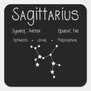 Pegatina Cuadrada Signo zodiacal Sagitario Constelación Astrología