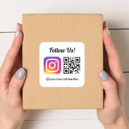 Pegatina Cuadrada Síguenos en Instagram Código QR de Redes Sociales